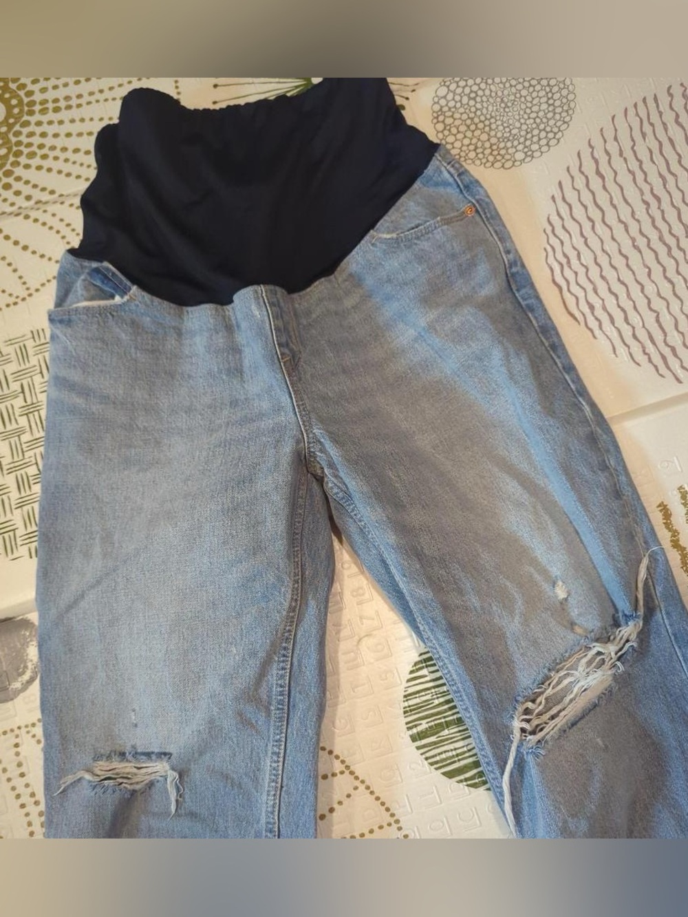 Isabel Maternity by Ingrid & Isabel Light Blue Distressed Boyfriend Jeans - Picture 2 of 5